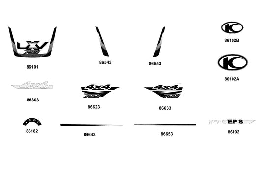 Stripe B L Fender Fr — 86553-AAJ6-M30-T02 — KYMCO exploded-view diagram
