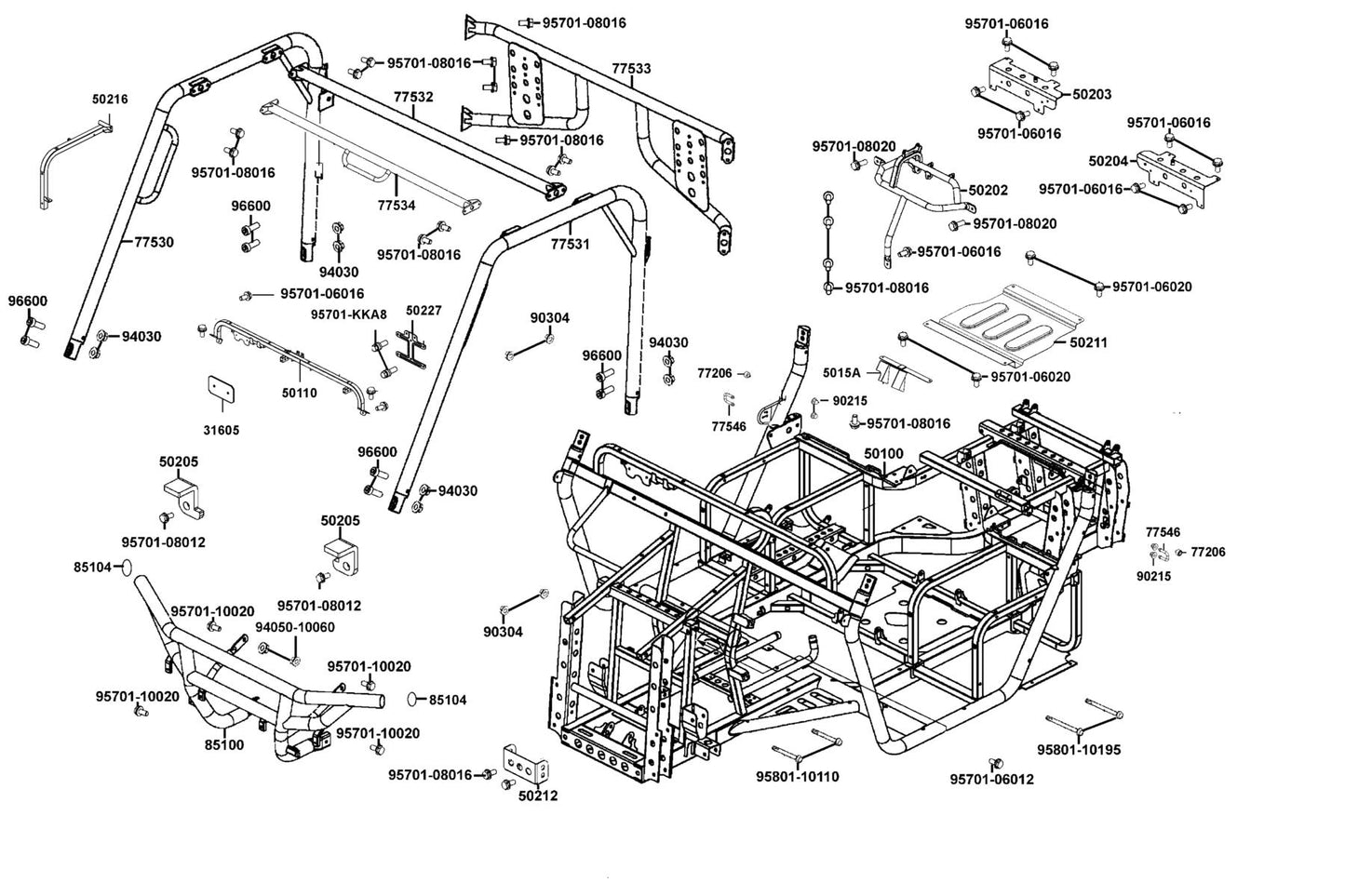 L Pipe Assy Roof — 77531-AGA5-M00 — KYMCO exploded-view diagram