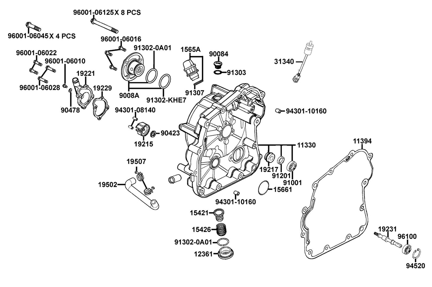 Oil Seal 12*20*4 — 91201-KKJ9-004 — KYMCO exploded-view diagram
