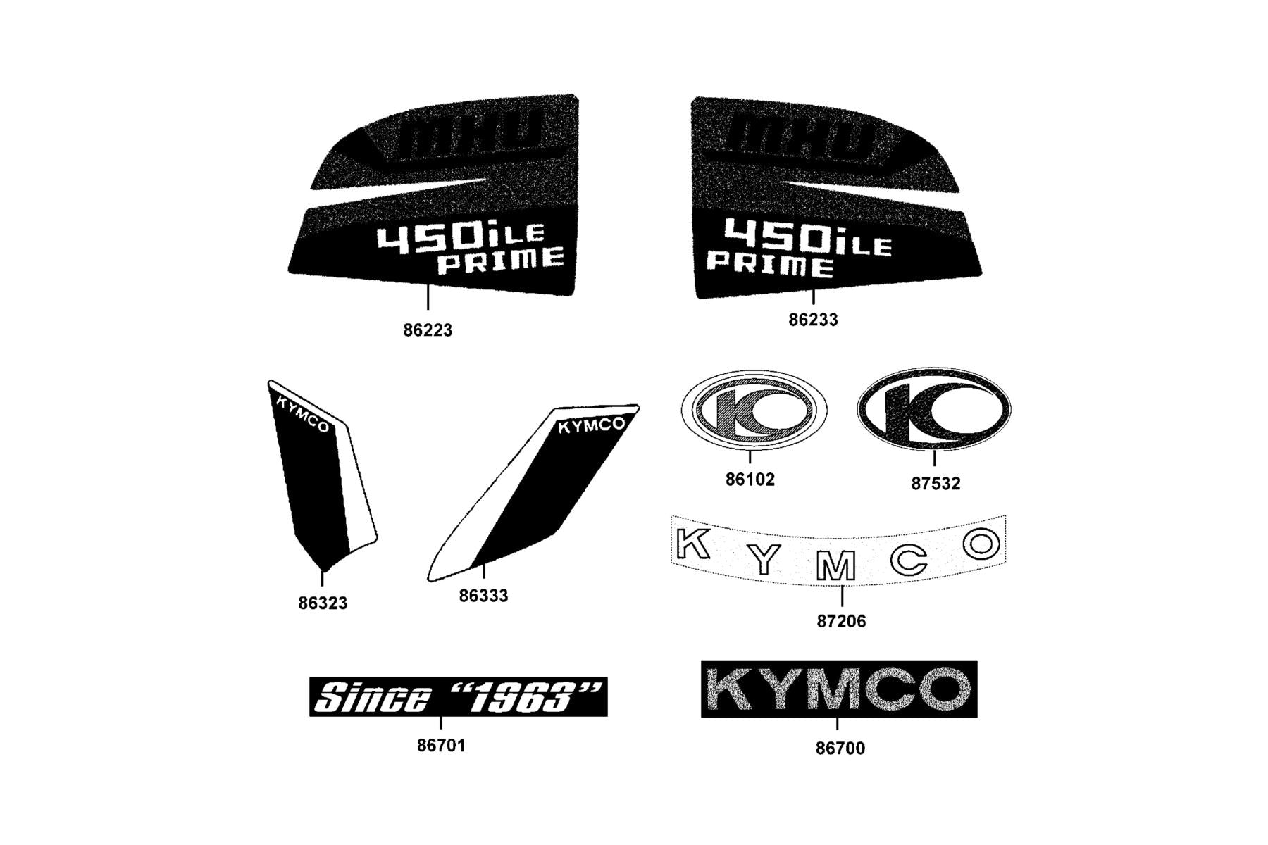 Stripe L Fuel Tank — 86233-AEB8-M36-T01 — KYMCO exploded-view diagram