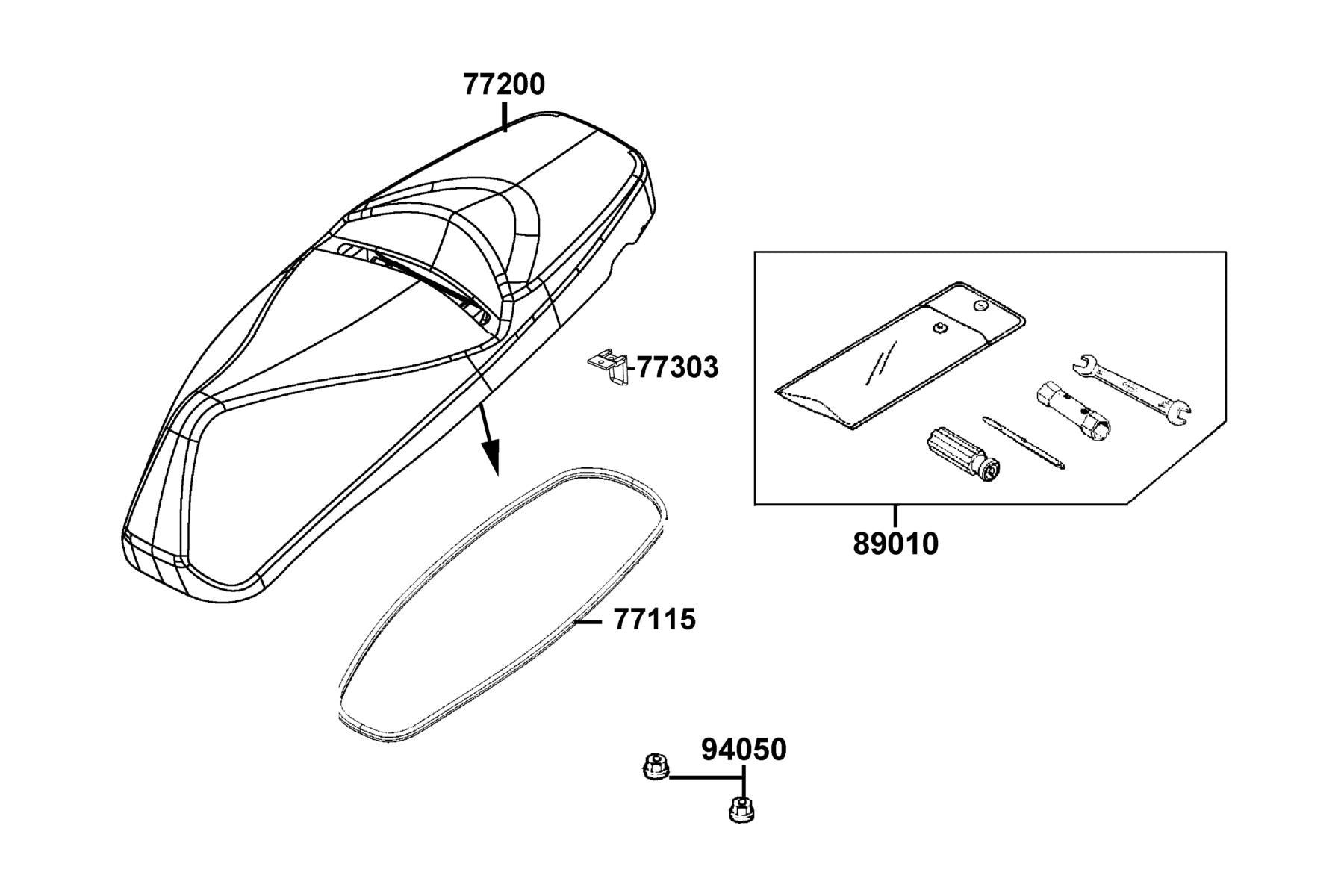 Hinge Rr Seat — 77303-ZZA6-C00 — KYMCO exploded-view diagram