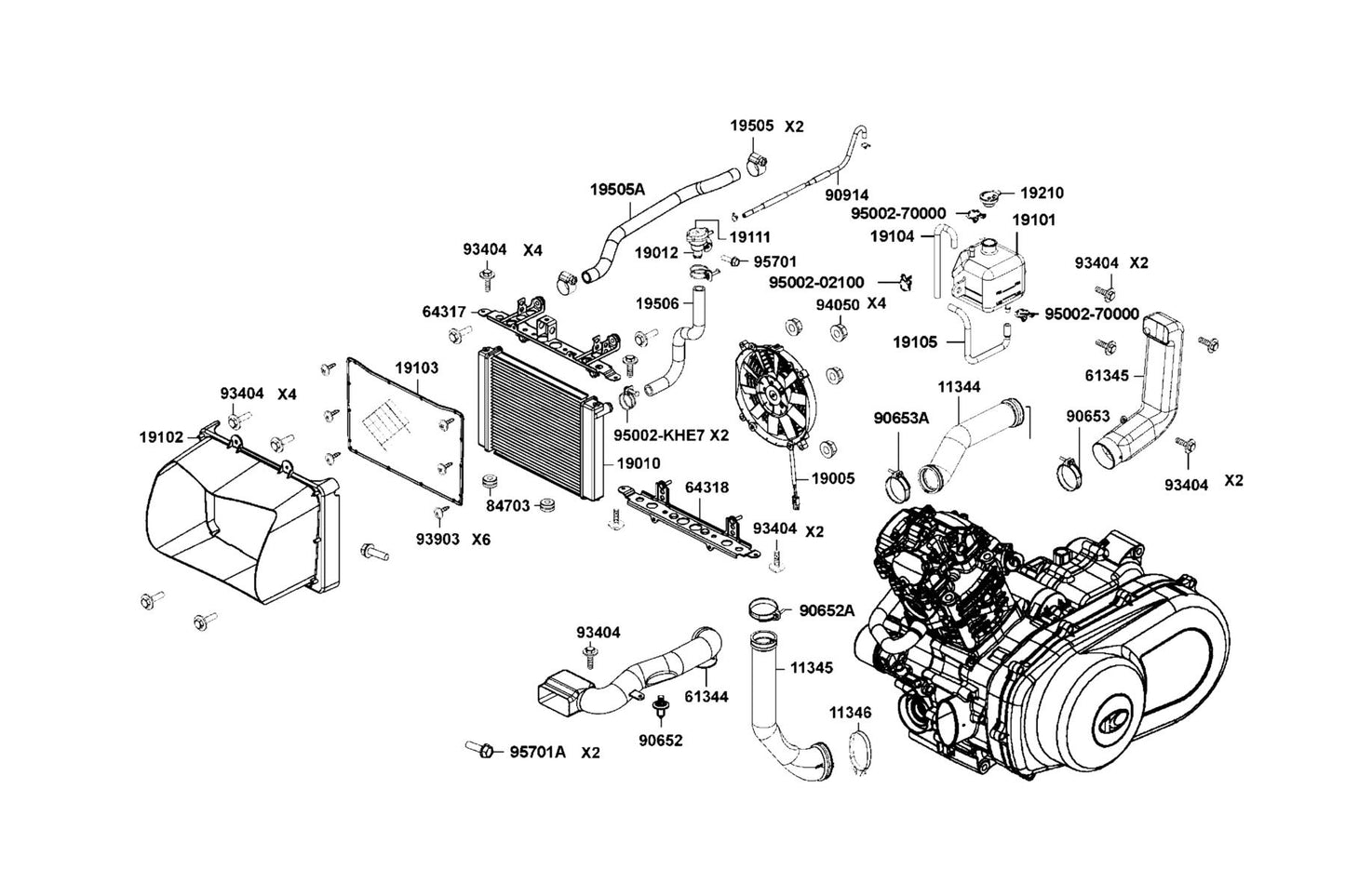Tube Assy Water — 90914-AGA8-E00 — KYMCO exploded-view diagram
