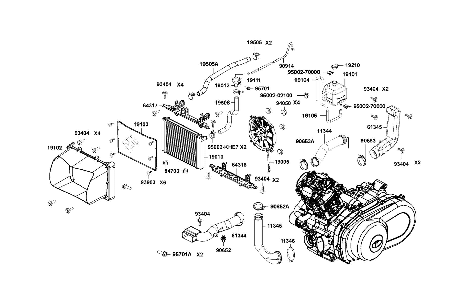 Tube Assy Water — 90914-AGA8-E00 — KYMCO exploded-view diagram