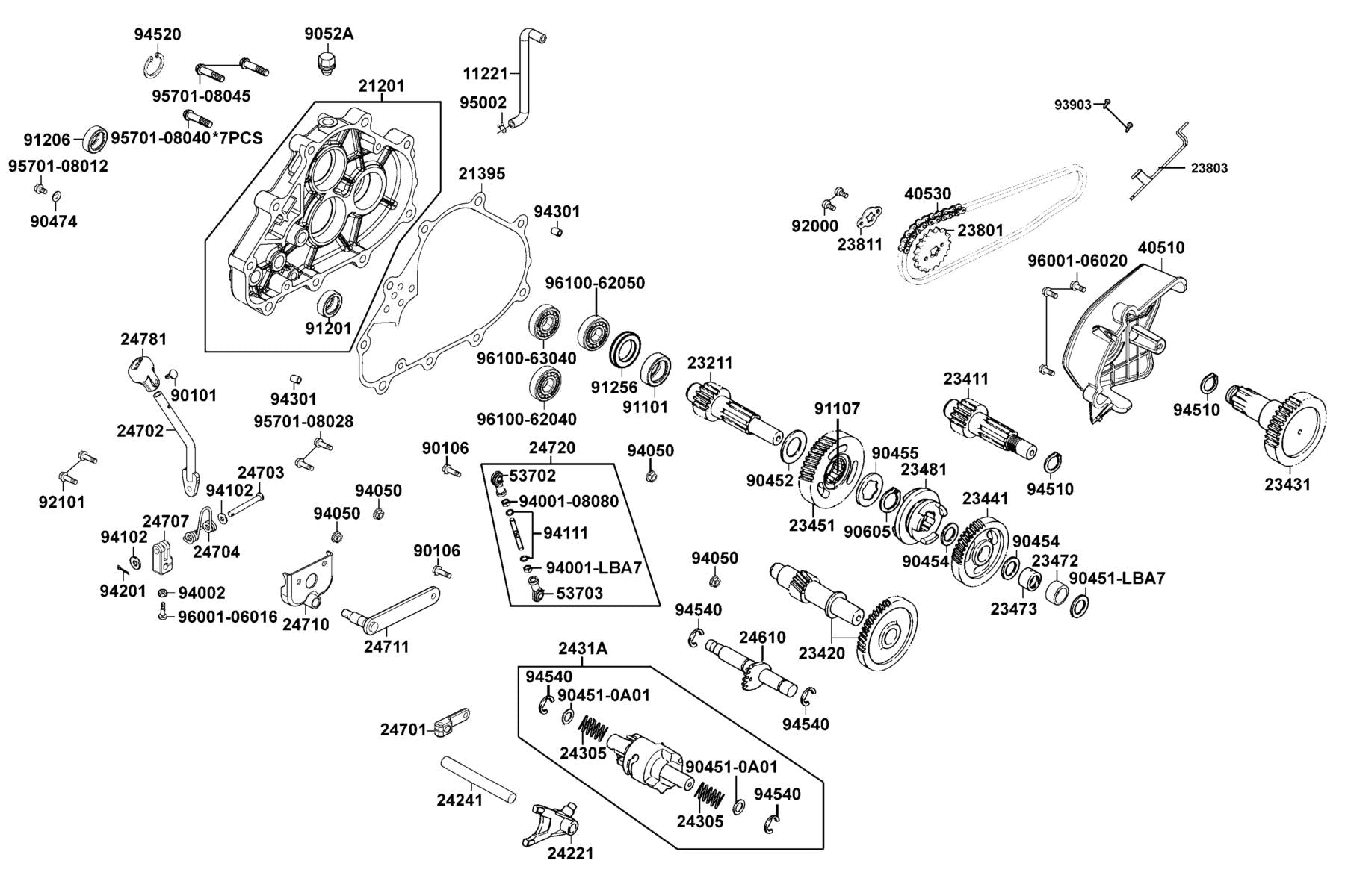 Oil Seal 24.8*52.2*7 — 91256-LLB1-900 — KYMCO exploded-view diagram