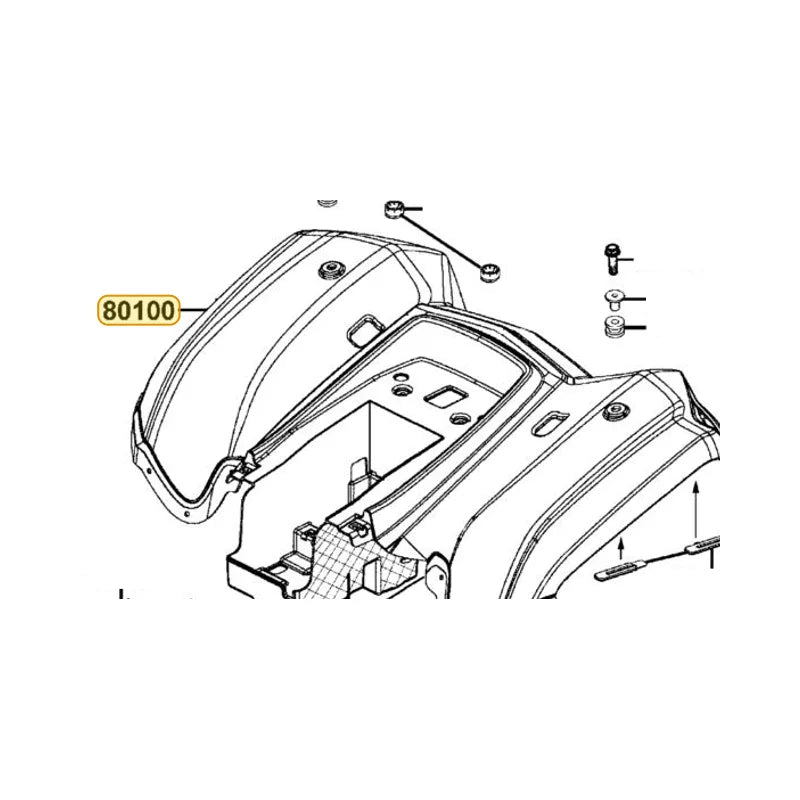 KYMCO Rear Fender 80100-LCA4-E00-GWR, part location on the factory exploded-view diagram
