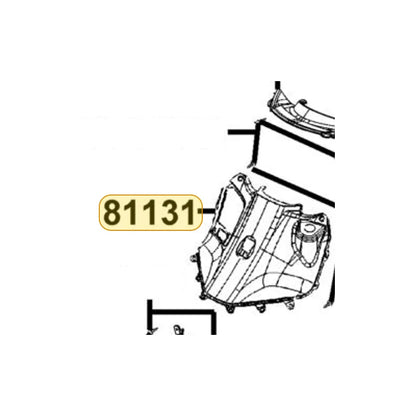 KYMCO Leg Shield 81131-AEB9-E00-35P, part location on the factory exploded-view diagram