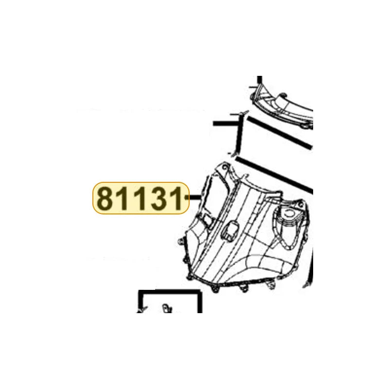 KYMCO Leg Shield 81131-AEB9-E00-79P, part location on the factory exploded-view diagram