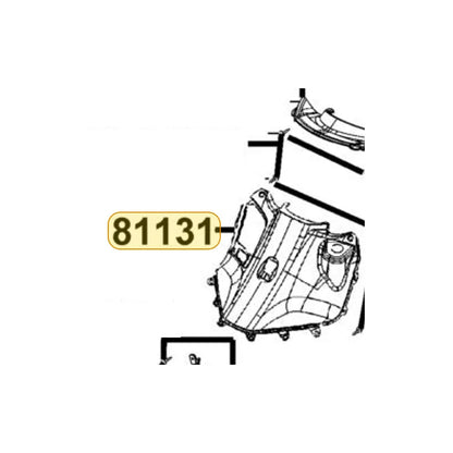 KYMCO Leg Shield 81131-AEB9-E00-79P, part location on the factory exploded-view diagram