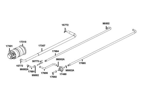 Clip B8 Tube — 95002-02080 — KYMCO exploded-view diagram