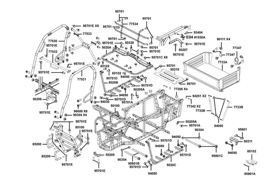 Cross Pipe Comp. Roof — 77532-ALE8-E00-MAS — KYMCO exploded-view diagram