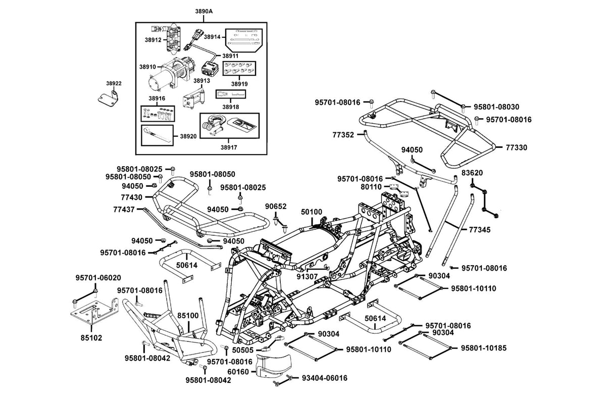 KYMCO Frame Body exploded-view diagram, MXU 450