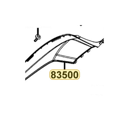 KYMCO Right Side Cover 83500-LBA7-910-YRR, part location on the factory exploded-view diagram