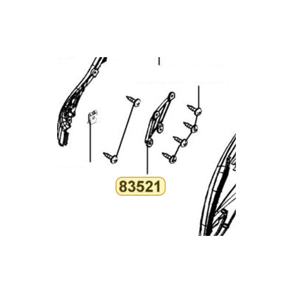 KYMCO Grid Right Side Cover 83521-LGE5-E00-J1P, part location on the factory exploded-view diagram