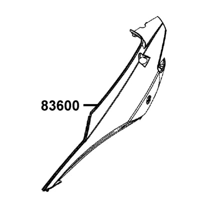 KYMCO Left Body Cover (Plain Gray) 83600-LGB5-E10-2CP, part location on the factory exploded-view diagram