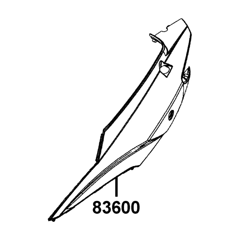 KYMCO Left Body Side Cover 83600-LGB5-E10-R9P, part location on the factory exploded-view diagram