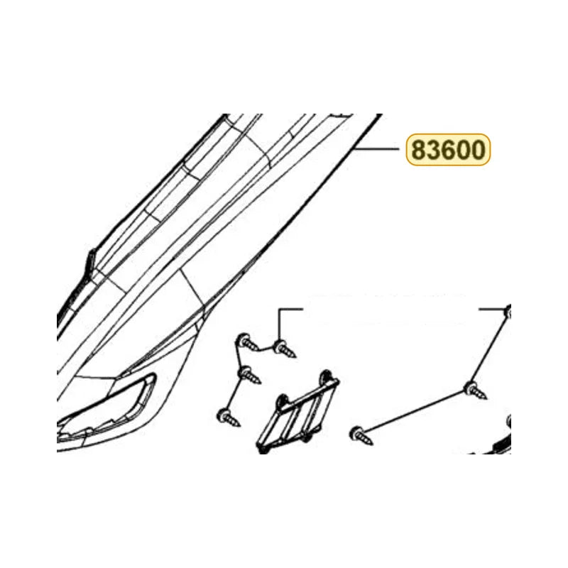 KYMCO Left Body Cover 83600-LGE5-E00-J8P, part location on the factory exploded-view diagram