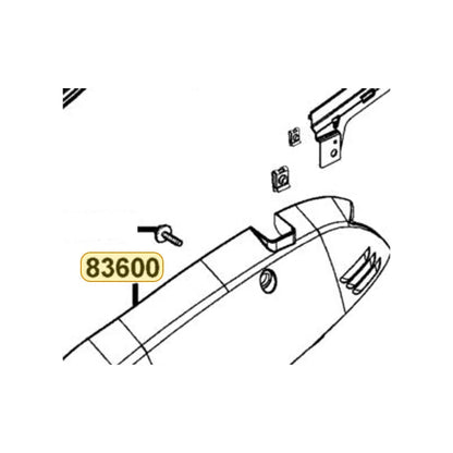 KYMCO Left Body Cover 83600-LGR5-E10-R9P, part location on the factory exploded-view diagram