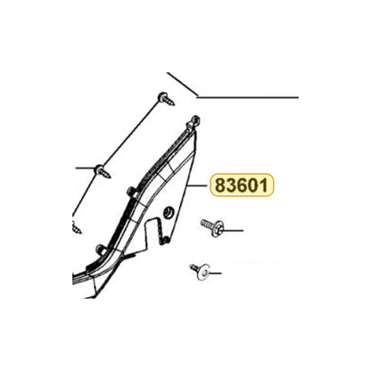 KYMCO Left Side Cover (Black) 83601-LGE5-E00-N1R, part location on the factory exploded-view diagram