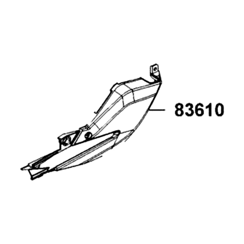 KYMCO Molding Left Side (Black) 83610-LGE5-E00-N1R, part location on the factory exploded-view diagram