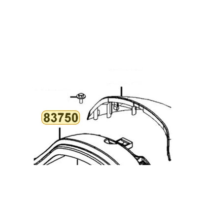 KYMCO Rear Center Cover A 83750-ALH3-900-JBP, part location on the factory exploded-view diagram