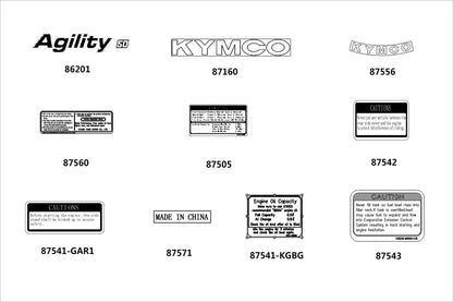 KYMCO Emblem and Stripe exploded-view diagram, Agility 50