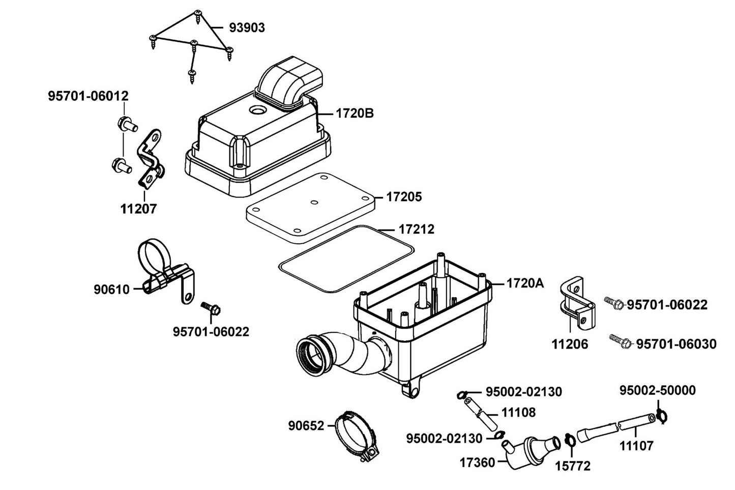 Clip B12.5 Tube — 95002-02130 — KYMCO exploded-view diagram