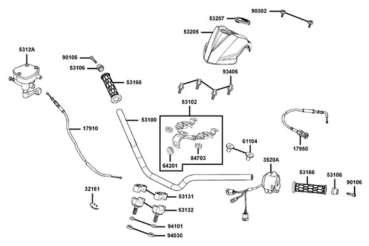 Lid Handle Cover (black) — 53207-LDF3-900-N1R — KYMCO exploded-view diagram