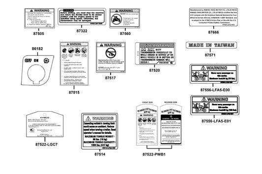 Warning AGE-16 — 87517-PWB1-M35-T01 — KYMCO exploded-view diagram
