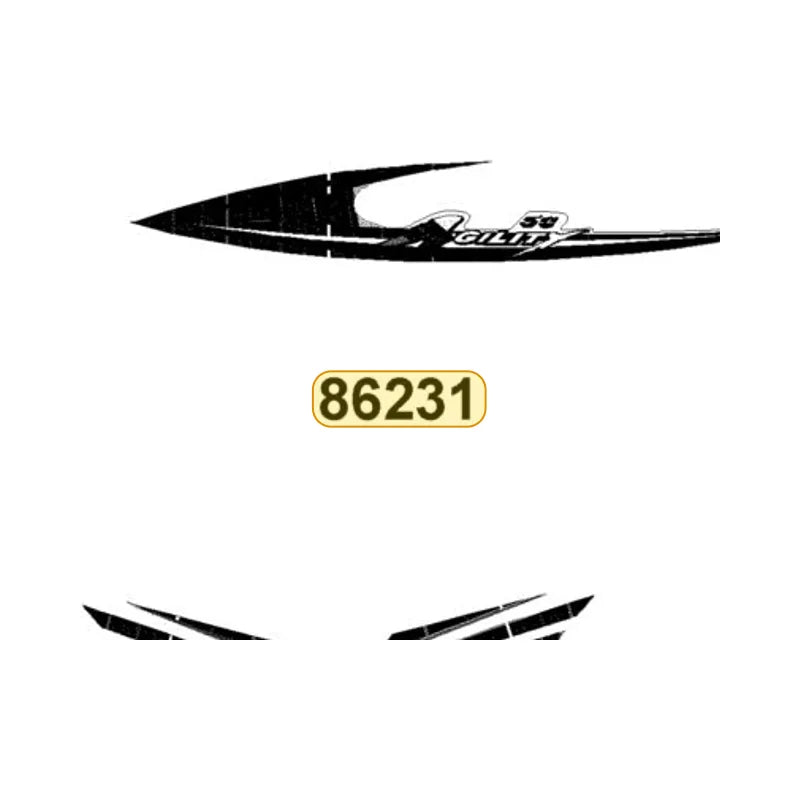 KYMCO Left Side Cover Stripe 86231-LDC8-E90-T01, part location on the factory exploded-view diagram