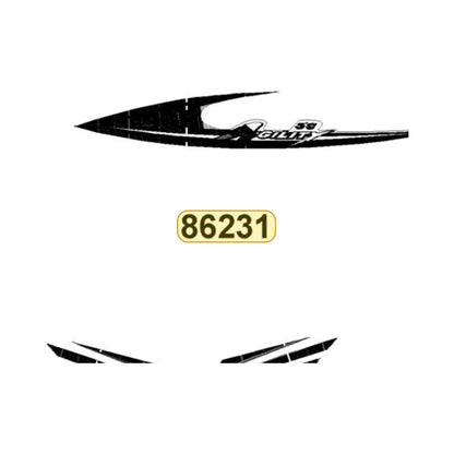 KYMCO Left Side Cover Stripe 86231-LDC8-E90-T01, part location on the factory exploded-view diagram