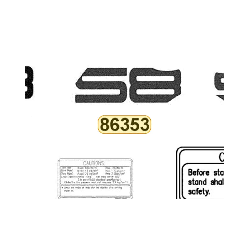 KYMCO Left Side Cover Stripe 86353-BLA2-E20-T09, part location on the factory exploded-view diagram