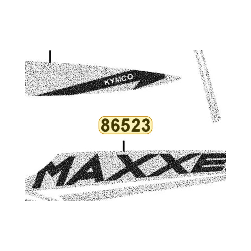 KYMCO Right Fender Front Stripe 86523-LGC7-M00-T01, part location on the factory exploded-view diagram