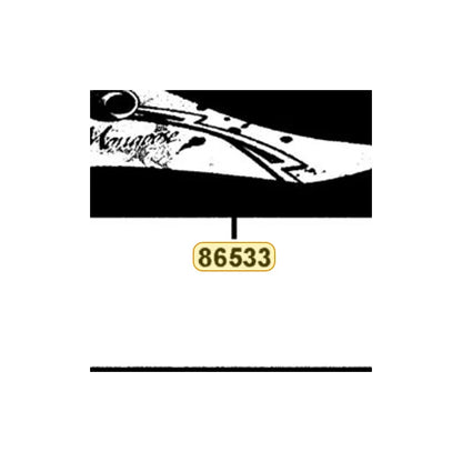 KYMCO Left Front Fender Stripe 86533-ABC9-M31-T01, part location on the factory exploded-view diagram