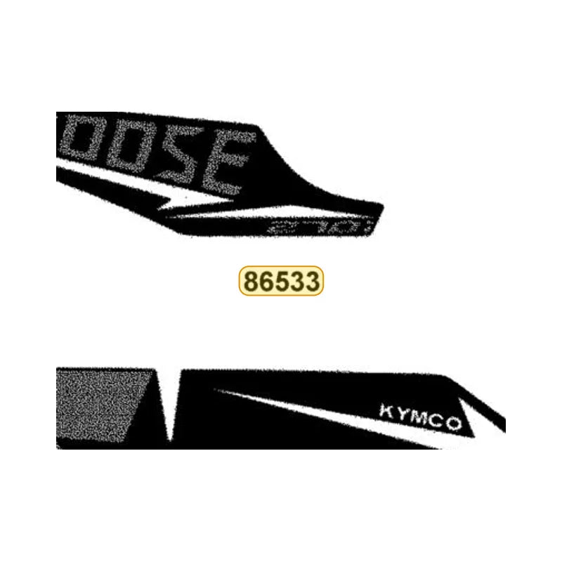 KYMCO Left Fender Front Stripe 86533-BAC1-M00-T04, part location on the factory exploded-view diagram
