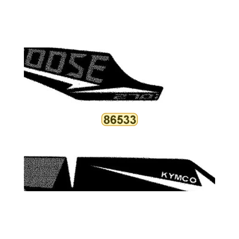 KYMCO Left Fender Front Stripe 86533-BAC1-M00-T05, part location on the factory exploded-view diagram