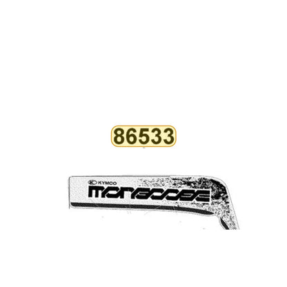 KYMCO Left Fender Front Stripe 86533-LEC1-M30-T01, part location on the factory exploded-view diagram