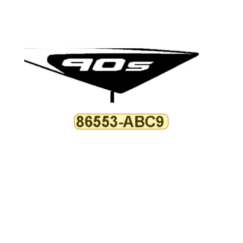 KYMCO Left Fender Front Stripe B 86553-ABC9-M00-T02, part location on the factory exploded-view diagram