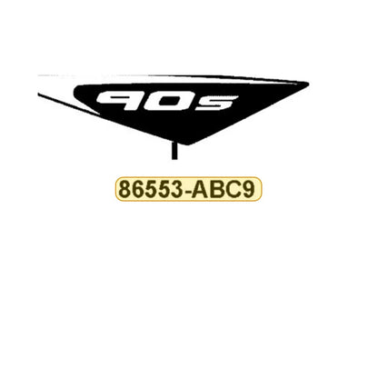 KYMCO Left Fender Front Stripe B 86553-ABC9-M00-T02, part location on the factory exploded-view diagram