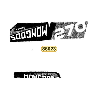 KYMCO Right Fender Rear Stripe 86623-AHA5-M30-T04, part location on the factory exploded-view diagram