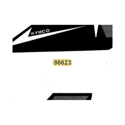 KYMCO Right Fender Rear Stripe 86623-BAC1-M00-T02, part location on the factory exploded-view diagram