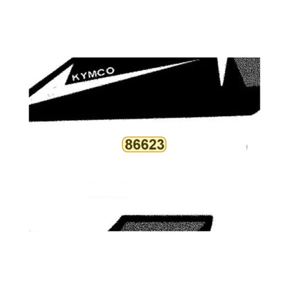 KYMCO Right Fender Rear Stripe 86623-BAC1-M00-T06, part location on the factory exploded-view diagram