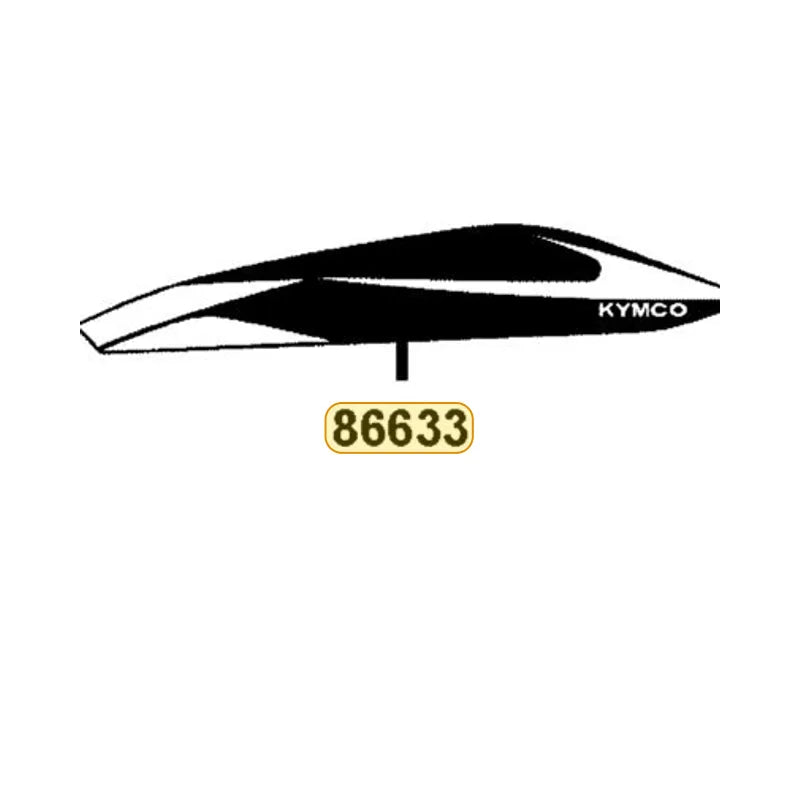 KYMCO Left Rear Fender Stripe 86633-ABC8-M00-T01, part location on the factory exploded-view diagram