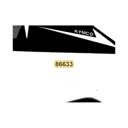 KYMCO Left Fender Rear Stripe 86633-BAC1-M00-T01, part location on the factory exploded-view diagram