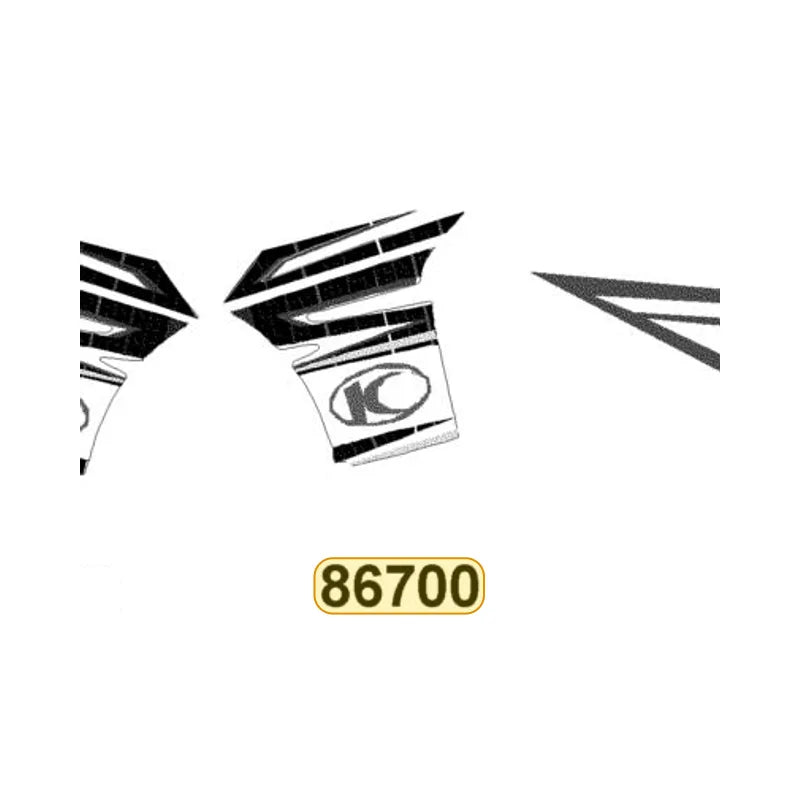 KYMCO Left Leg Shield Stripe 86700-LDC8-E90-T01, part location on the factory exploded-view diagram