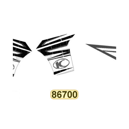 KYMCO Left Leg Shield Stripe 86700-LDC8-E90-T01, part location on the factory exploded-view diagram