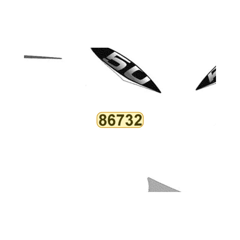 KYMCO Right Leg Shield Stripe 86732-LDC8-M32-T02, part location on the factory exploded-view diagram