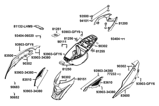 Washer — 94101-LGB5-E10 — KYMCO exploded-view diagram