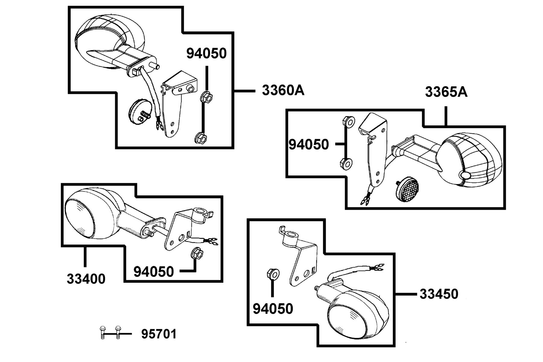 KYMCO Front Winker exploded-view diagram, Agility 50