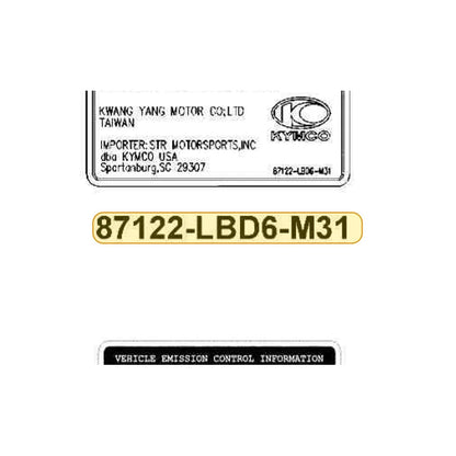 KYMCO Evaporative E/m Mark 87122-LBD6-M31-T01, part location on the factory exploded-view diagram