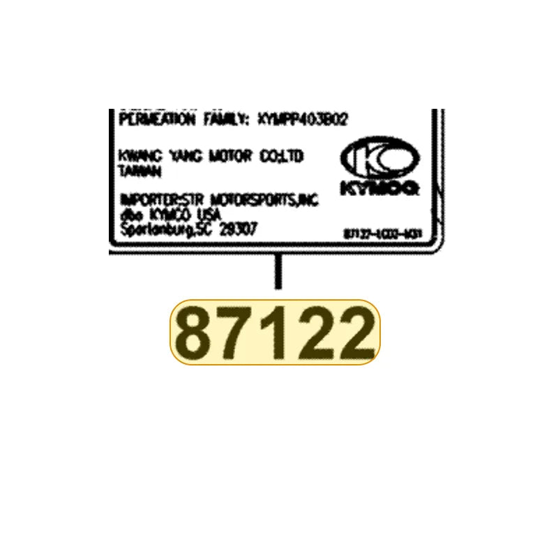 KYMCO Evaporative E/m Mark 87122-LCD2-M31-T01, part location on the factory exploded-view diagram